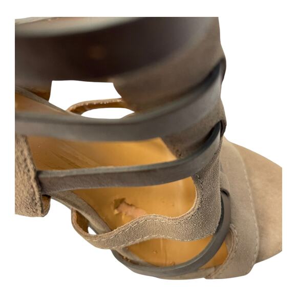 Nine West Vintage America VABRADIE Brown Leather Gladiator Heels Sandals 9M - Picture 10 of 13